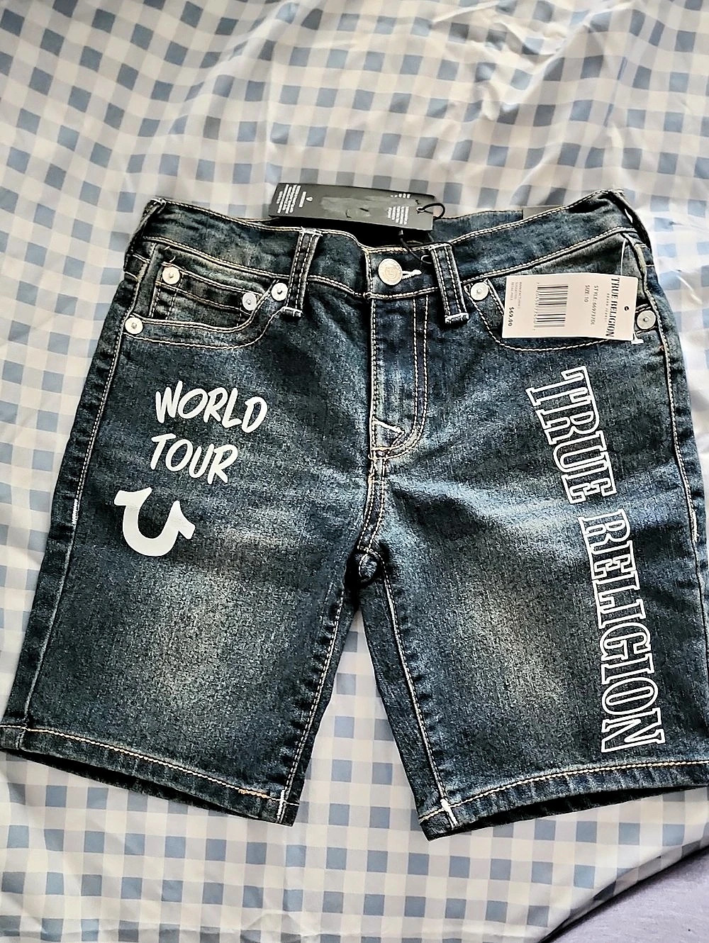True Religion Ricky Relaxed Straight Boys Size 10 Denim Shorts NWT